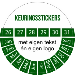 Keuringsstickers groen eigen logo 2022