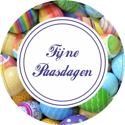 Kleurrijke sticker Fijne Paasdagen