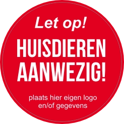 Let op huisdieren aanwezig rood