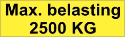 Max. belasting 2500 kg