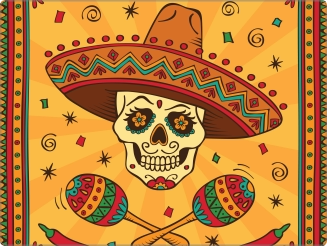Mexican skull sticker 15 inch