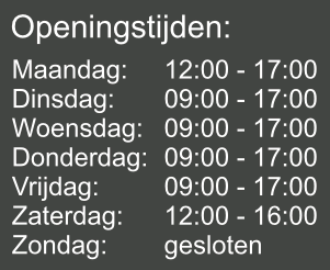 Openingstijden plakletters uitgespaard