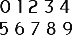 Plakcijfers 0 tm 9