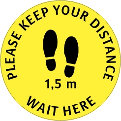 Please keep your distance, wait here