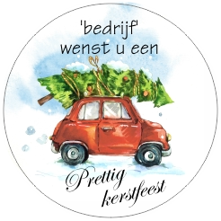 kerst wens stickers illustratie auto met kerstboom