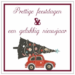 Prettige feestdagen kerstboom auto sticker