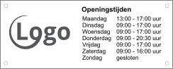 Raam spandoek openingstijden