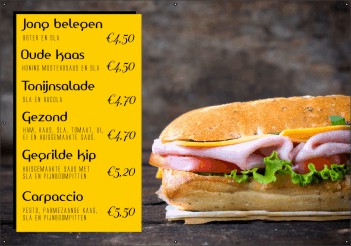 Spandoek menu broodjes