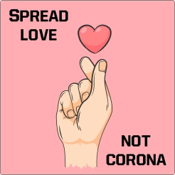 Spread love not corona vloersticker