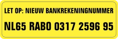 sticker: nieuw bankrekeningnummer