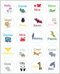 Stickervel namen dieren