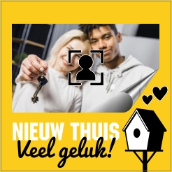 Tegeltje met foto - Nieuw thuis veel geluk