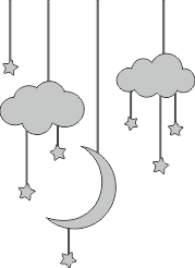 Wolken, sterren en maan